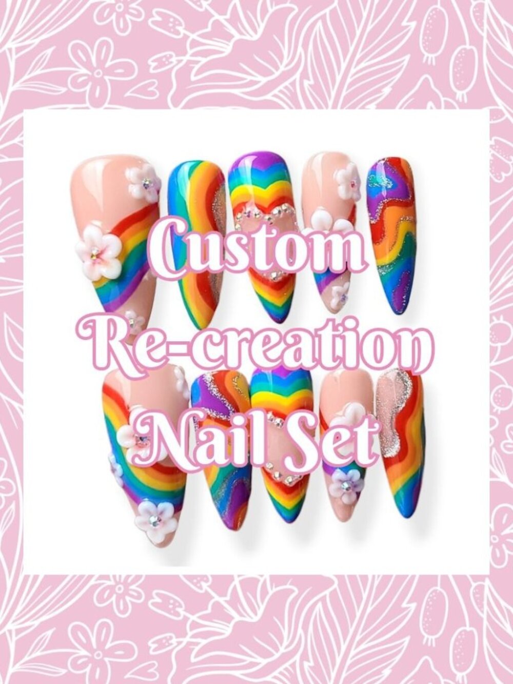 💅 Custom Made to Order Rainbow Press-on Nail Set